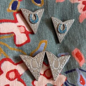 Silver and Blue Western Collar Tips